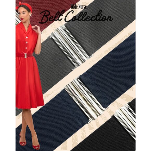 Elasticated Stretch Wide Nurse Belt 1950's Retro Vintage Waist Cincher -🐨 - Picture 6 of 8